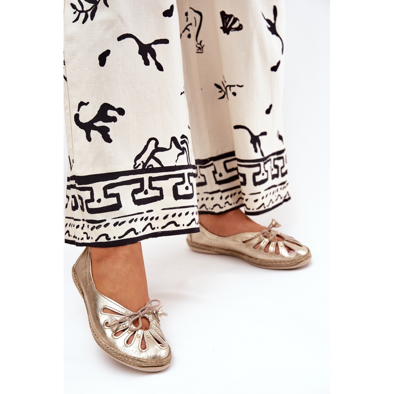 Ploché baleríny vyrobené z přírodní kůže Zazoo 10179 Zlotys zlatý 2