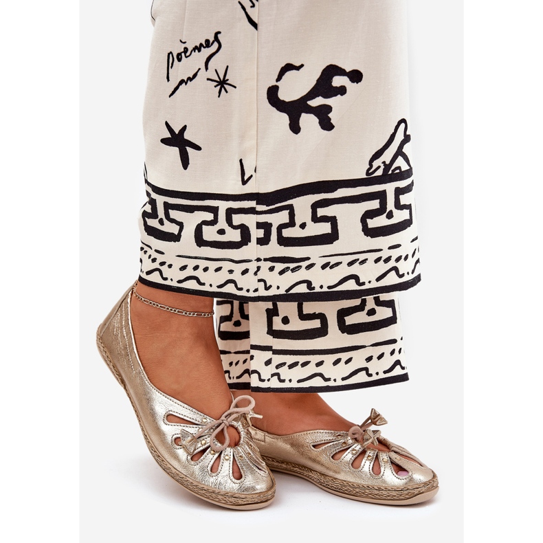 Ploché baleríny vyrobené z přírodní kůže Zazoo 10179 Zlotys zlatý 1