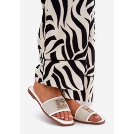 Boto Elegantní žabky žen s dekorací s plochou bílý 1 Boto Elegantní žabky žen s dekorací s plochou bílý 1