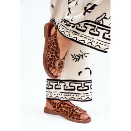 Ploché sandály s dekorací hnědý leopard tisk 3