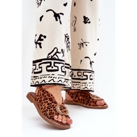 Ploché sandály s dekorací hnědý leopard tisk 2