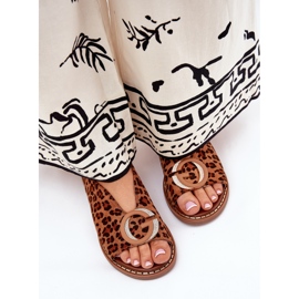 Ploché sandály s dekorací hnědý leopard tisk 5