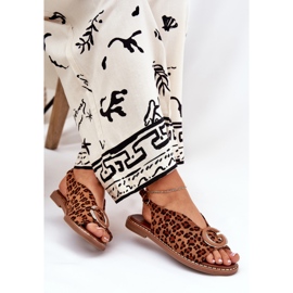 Ploché sandály s dekorací hnědý leopard tisk 6