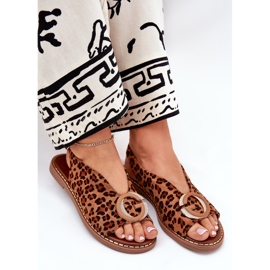 Ploché sandály s dekorací hnědý leopard tisk 7