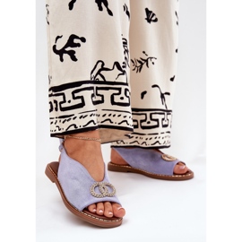 Dámské sandály s plochou ekologickou ekologickou ekologickou ekovou modrý 2