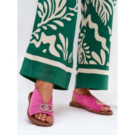 Dámské sandály s plochým pokojem ekologicky růžový 2