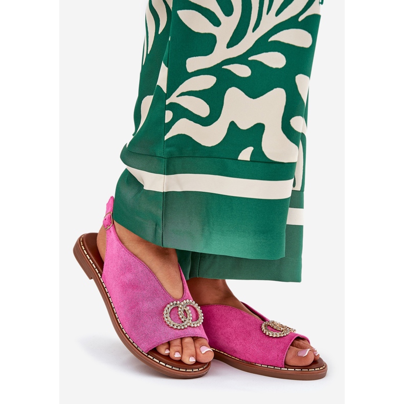 Dámské sandály s plochým pokojem ekologicky růžový 1