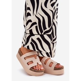 Pantofle na masivní platformě béžové béžový 1