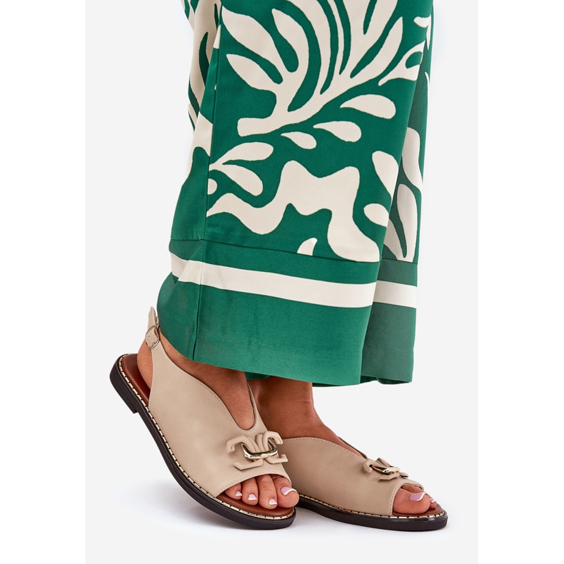 Ploché sandály s ozdobou ekologické béžové ozdoby béžový 1