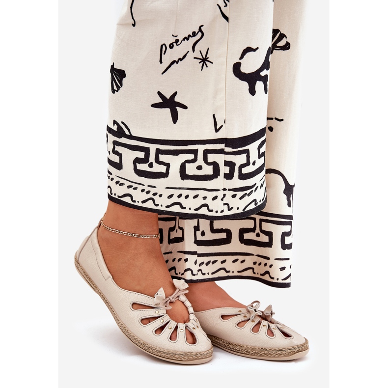 Ploché baleríny vyrobené z přírodní kůže zazoo 10179 béžové béžový 1