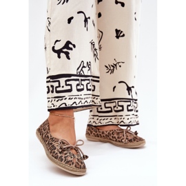 Zazoo Přírodní kožená balerína leopard leopard tisk 10179 hnědá hnědý 2