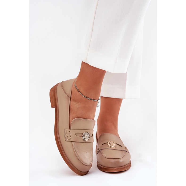 Elegantní dámské mokasíny vyrobené z přírodní Vinceza Leather 18100 Beige béžový 2