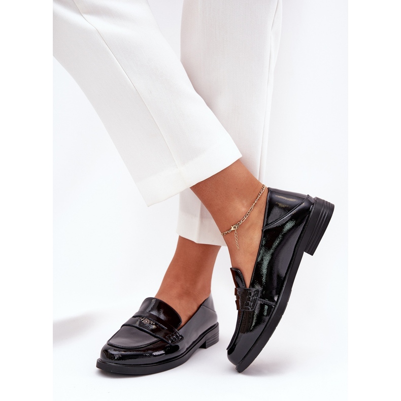 Elegantní vázané dámské mokasíny vyrobené z přírodní Vinceza Leather 18100 Black černá 2