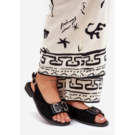 Jezzi Ploché sandály s dekorací Eco Suede Black černý 1