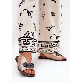 Jezzi Lesklé dámské sandály s dekorací plochého růžového zlata růžový 2