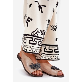 Jezzi Lesklé dámské sandály s dekorací plochého růžového zlata růžový 1