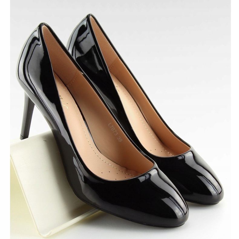 Dámské lodičky černé lakované L7073 Black černý 1
