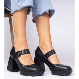 Černá čerpadla s čtvercovým nosem a sponou černý 1