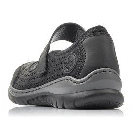 Pohodlné dámské prolamované boty na suchý zip černé Rieker L32B5-00 černá 2