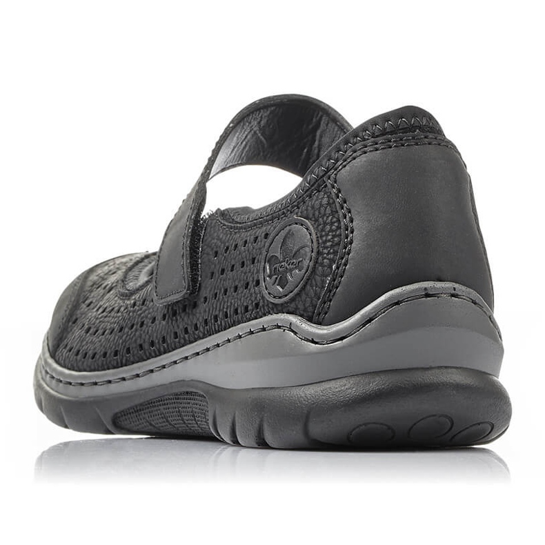 Pohodlné dámské prolamované boty na suchý zip černé Rieker L32B5-00 černá 2