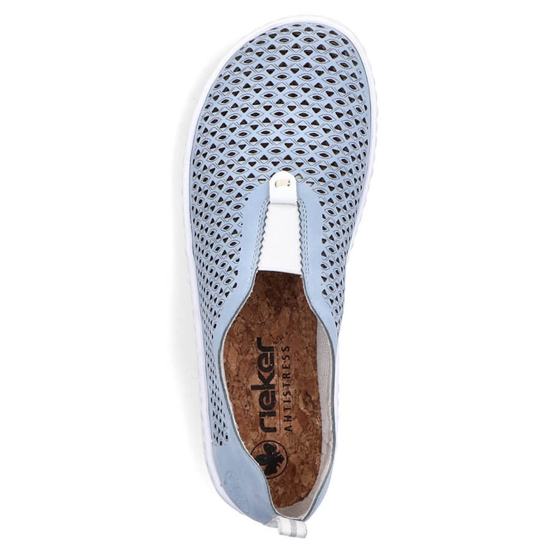 Pohodlné dámské prolamované slip-on boty, modré Rieker 52866-10 modrý 1