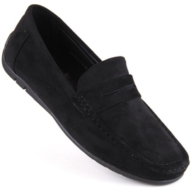News Semišové boty, pánské slip-on mokasíny, černá Unisoft 7710 1