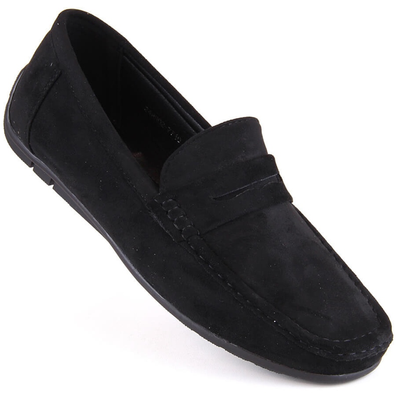 News Semišové boty, pánské slip-on mokasíny, černá Unisoft 7710 1