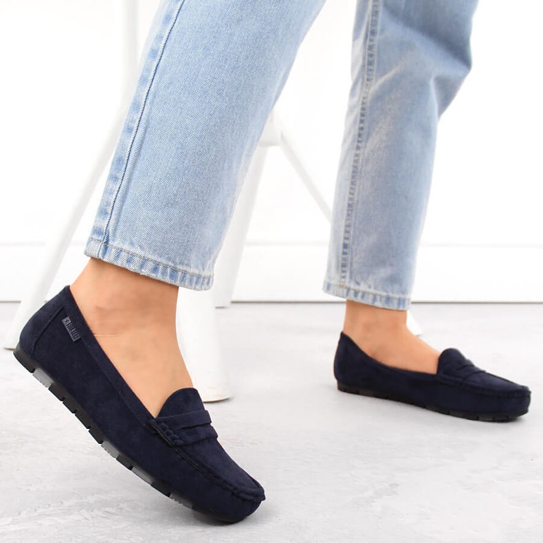 Pohodlné dámské semišové mokasíny, tmavě modrá Big Star NN274931 modrý 2