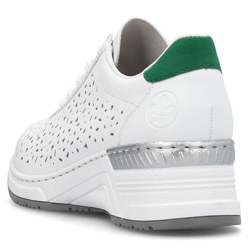 Kožená pohodlná dámská prolamovaná sportovní obuv, bílá Rieker N43A1-80 bílý 2