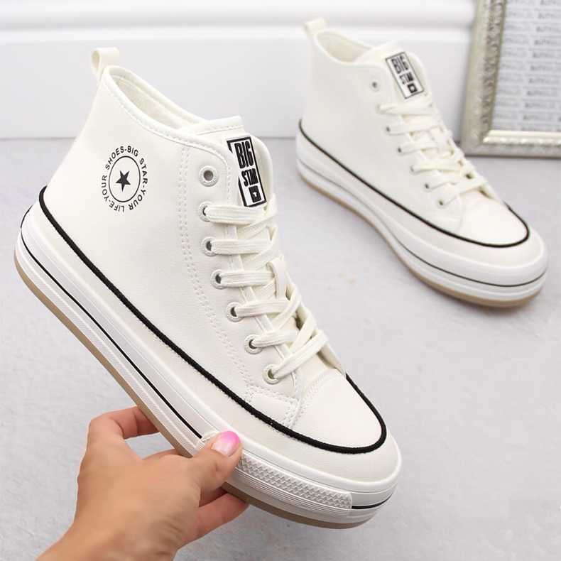 Dámské tenisky na platformě, mírně zateplené, bílé Big Star OO274061 bílý 1 Dámské tenisky na platformě, mírně zateplené, bílé Big Star OO274061 bílý 1