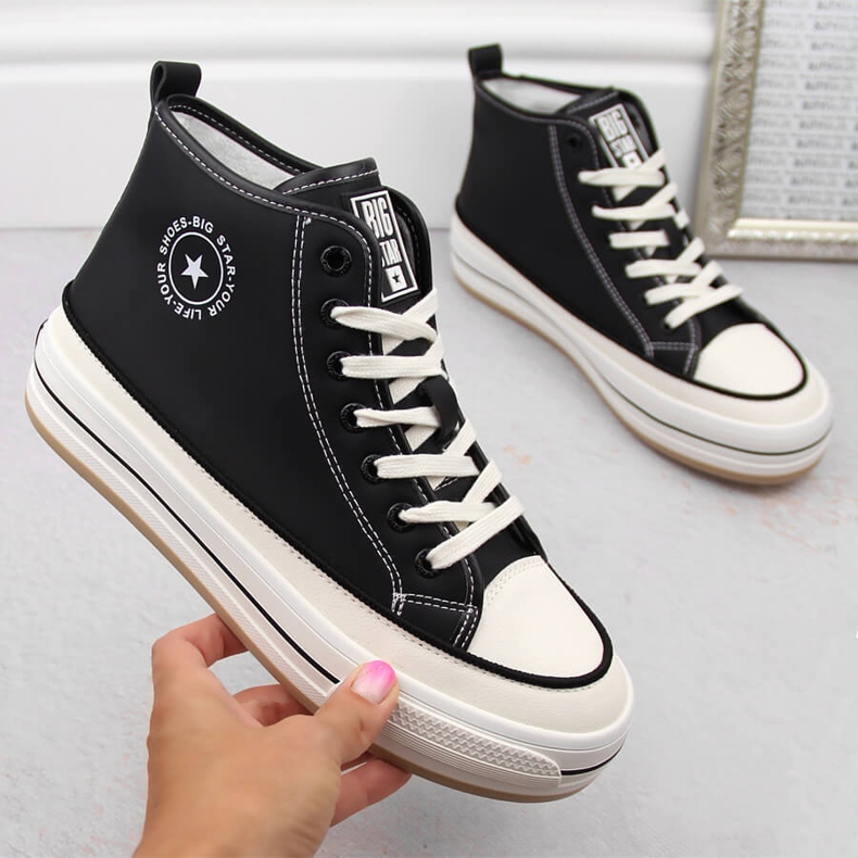 Dámské tenisky na platformě, mírně zateplené, černé Big Star OO274062 černá 1