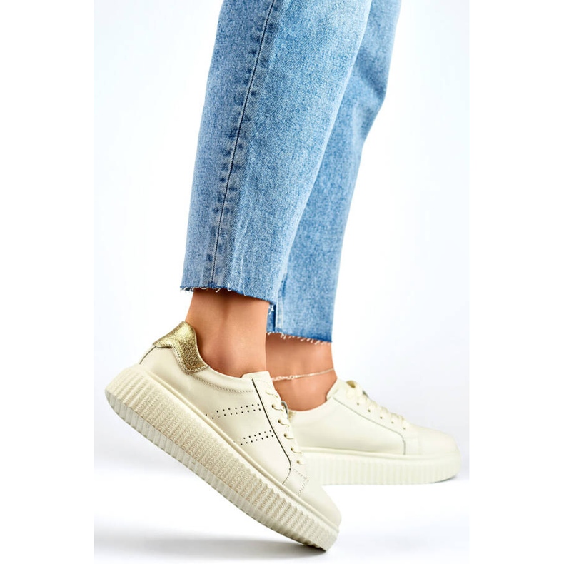 Dámská kožená sportovní obuv na platformě, béžová GD-RS2007BE béžový 2