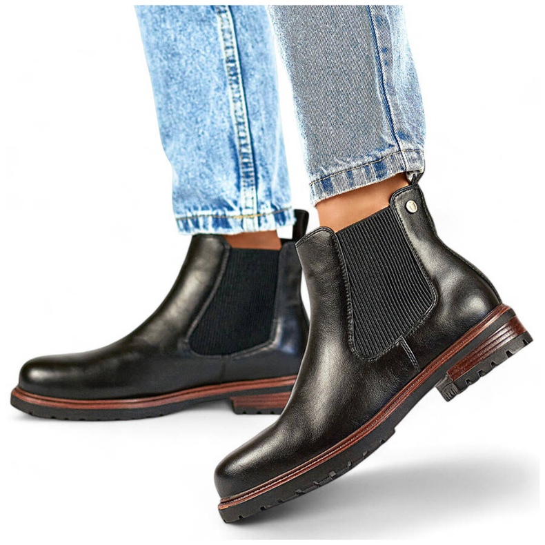 Dámské zateplené boty Chelsea, černé GD-WL71B černá 1