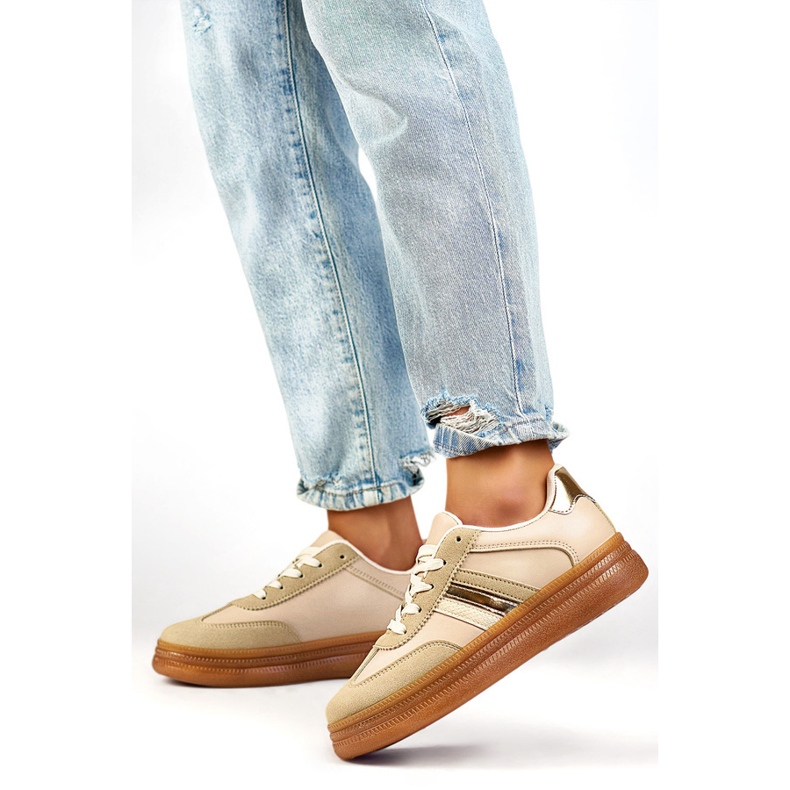 Dámská sportovní obuv se silnou podrážkou, béžová A185BE béžový 2