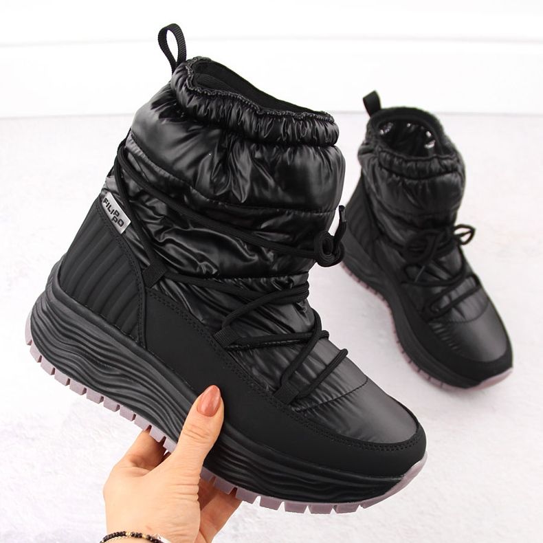 Černé dámské nazouvací boty do sněhu Filippo DBT6647 s platformou černá 1 Černé dámské nazouvací boty do sněhu Filippo DBT6647 s platformou černá 1