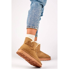 Dámské semišové nazouváky do sněhu, béžová 25-97951BE béžový 2