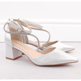 Stříbrné dámské špičaté sandály Sabatina s kubickou zirkony stříbrný 2