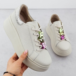 Filippo 6793 Kožená kožená bota perforovaná na platformě béžový 1 Filippo 6793 Kožená kožená bota perforovaná na platformě béžový 1