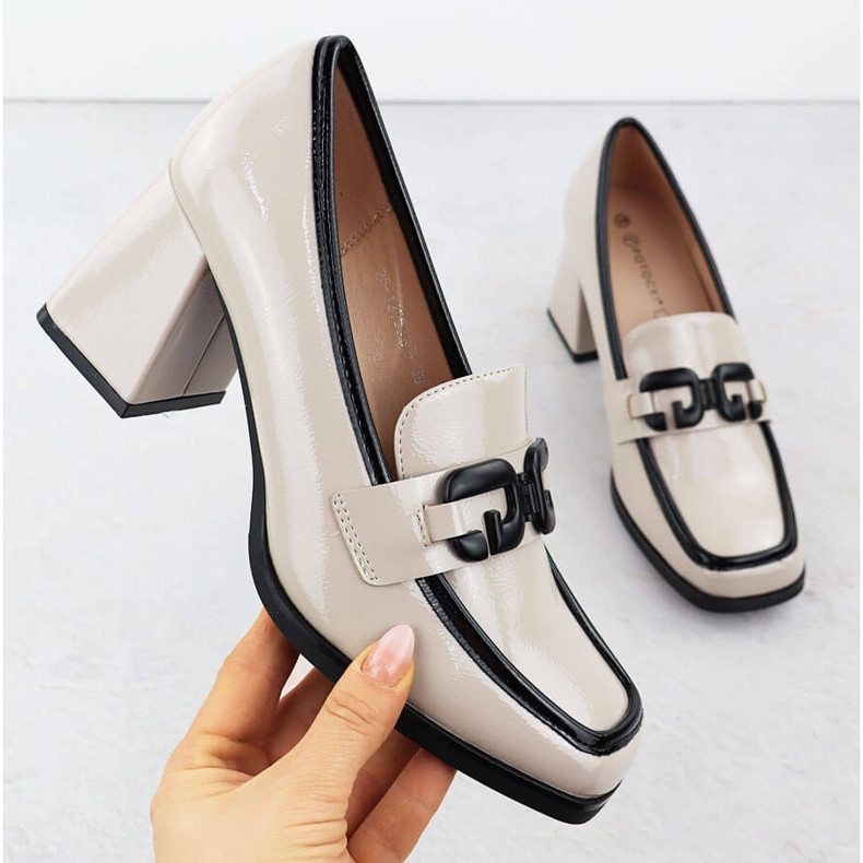 Malované dámské boty na post Beige Potocki SZ12553 béžový 1