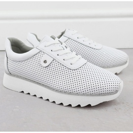 S.Barski Dámské kožené boty na platformě Openwork Białe S. Barski LR51-629 bílý 2