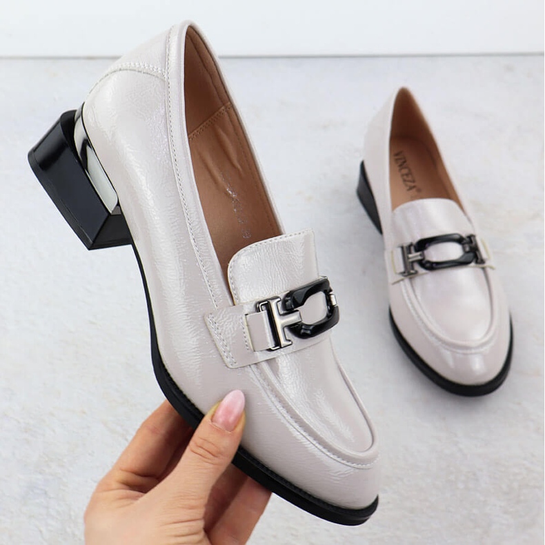 Dámské boty se rozplynuly dekorativní patou šedou Vinceza 58492 šedá 1