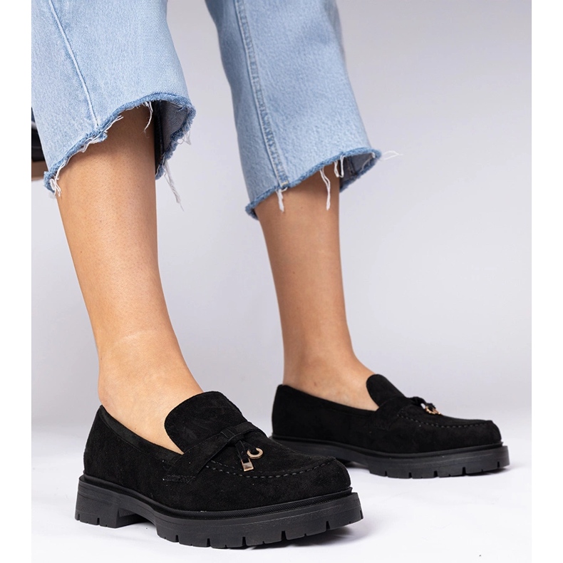 Černé mokasíny z Ekozamsz s dekorací černá 1