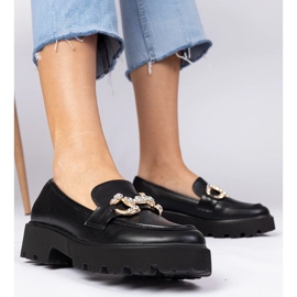 Černé elegantní mokasíny se zirkony černý 1