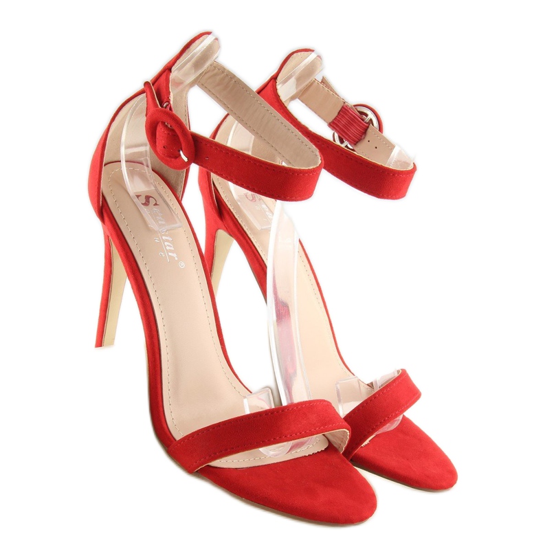 Červené NF-17 Červené sandály na vysokém podpatku červený 1