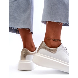 S.Barski Dámské kožené tenisky na bílé platformě D&amp;A LR568 bílý 3