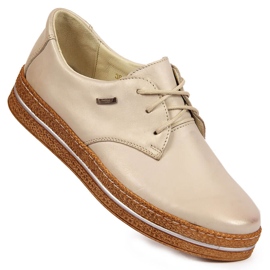 Dámské perleťové béžové kožené boty Helios 380 béžový 1