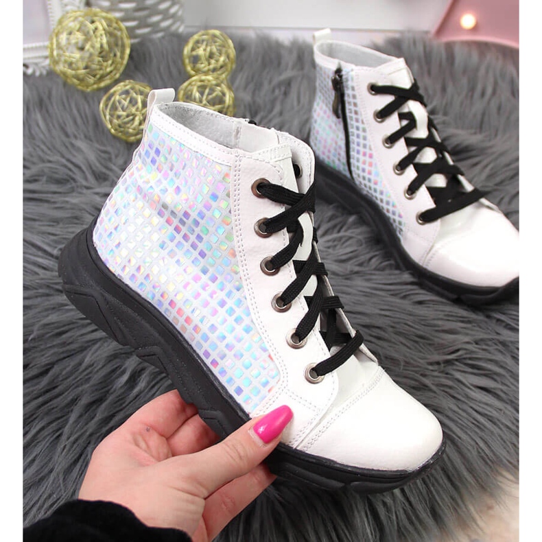 Bílé holografické dívčí holínky Kornecki 6814 bílý 2