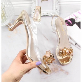 Transparentní dámské sandály se zlatými kamínky Sabatina 2