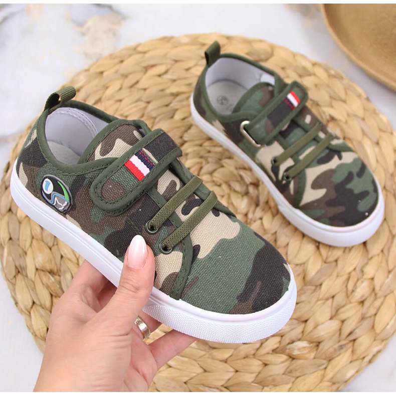 Dětské tenisky Atletico camo na suchý zip zelená 1