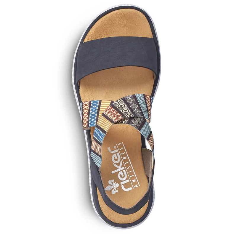 Pohodlné dámské sandály na klínku vícebarevné Rieker V44G8-14 vícebarevný 1